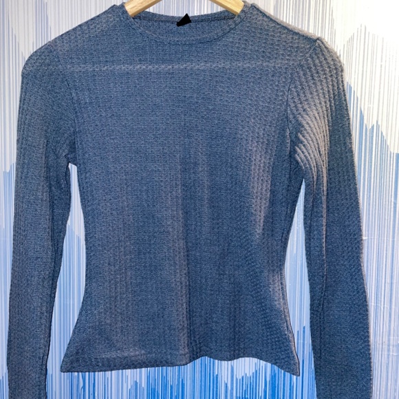 Dusty Blue Round Next Rib-Knit Solid Tee - Picture 8 of 10